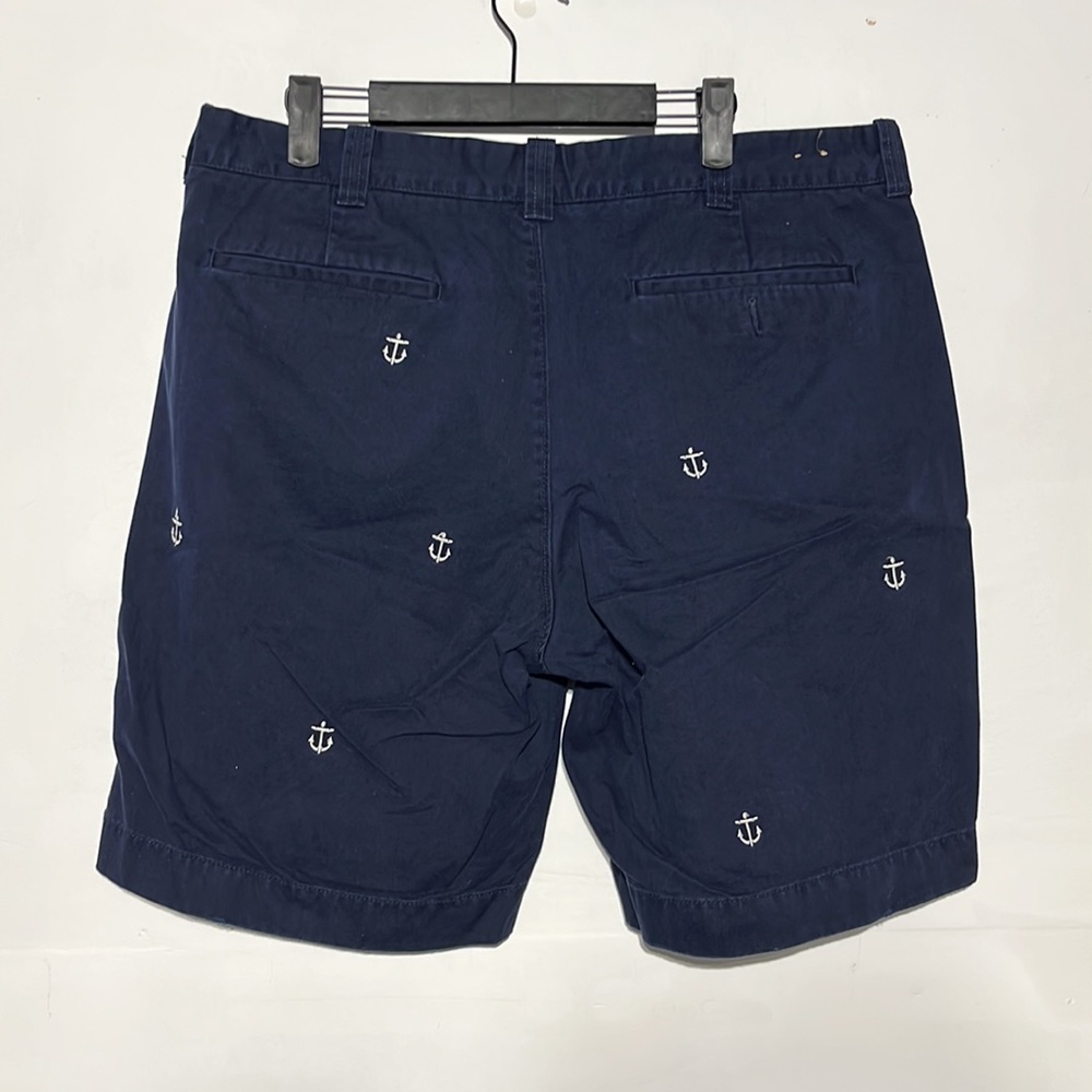 J.Crew Men’s 8.5” Navy Embroidered Anchor Flat Front Chino Shorts Size 36 - Picture 5 of 7